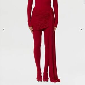 naked wardrobe Red Asymmetric Ruched High-Low Mini Skirt